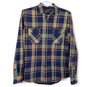 Polo Country Ralph Lauren Shirt Mens Large Blue Flannel Custom Fit Long Sleeve